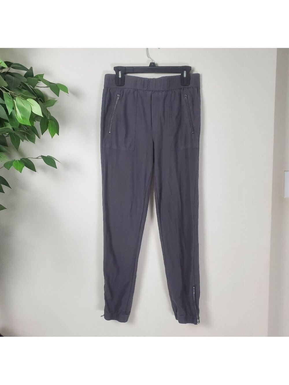 Blank NYC Ankle Zip Joggers Charcoal Gray Womens Small
